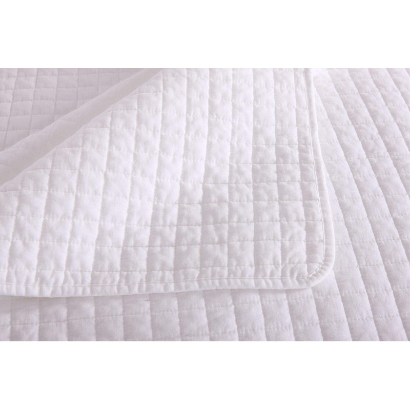 MarCielo 3 Piece 100% White Cotton Quilt Set Lightweight Bedspread