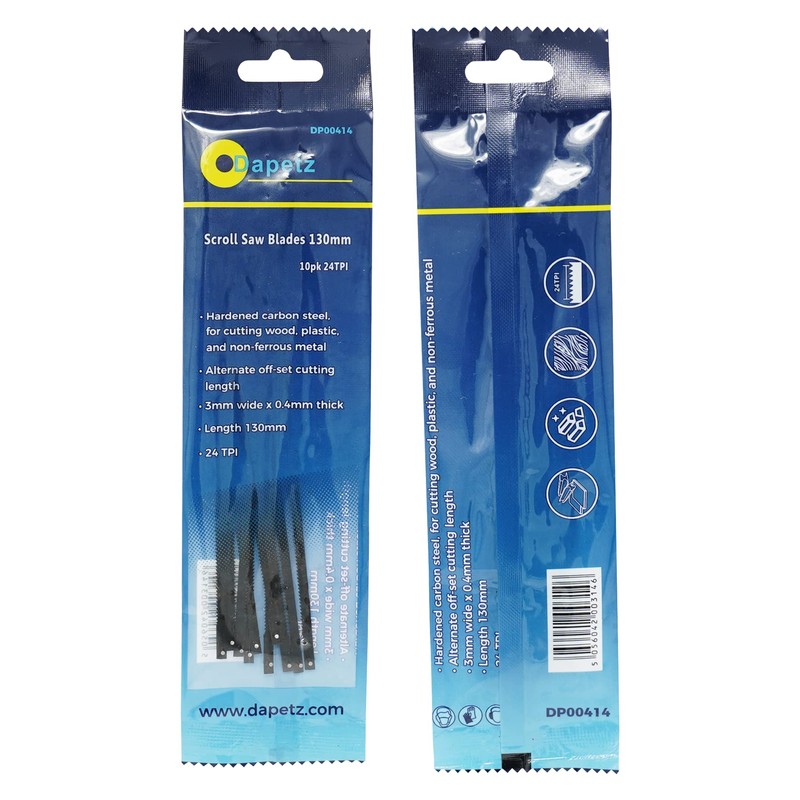 Dapetz ® Pack of 10 Scroll Saw Blades 24tpi 130mm