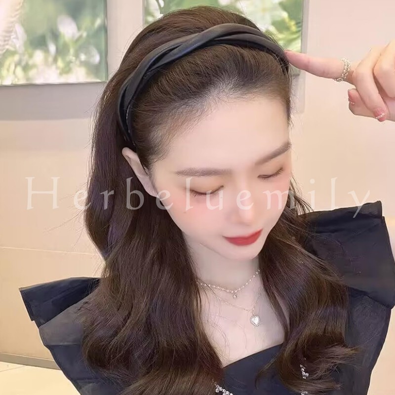 Herbeluemily Headband with Faux Leather, Cross, Twist, Braided Style, Rope