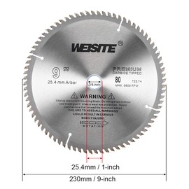 uxcell 9" Circular Saw Blade, 80T 3/4" Arbor, Wood Tungsten Carbide Tipped (TCT) Slitting Saw