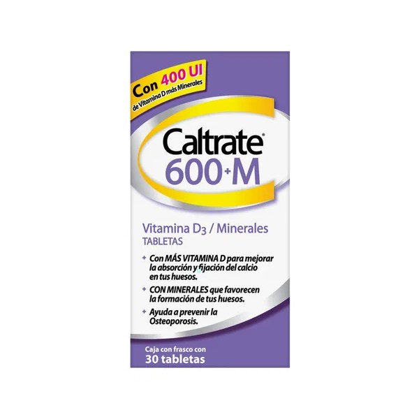 Suplemento vitamínico 600+M Vitamina D3 y Minerales X30 Tabletas Caltrate