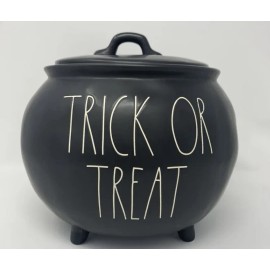 RAE DUNN 9x10 LARGE Ceramic Trick Or Treat Cauldron Canister BRAND NEW In Box