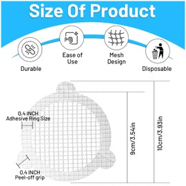 (50 Packs) Disposable Shower Drain Hair Catcher 3.54 Inches Round Drain Hair Catcher Stickers for Bath & Kitchen - Hair Catcher Shower Drain Cover for Human & Pet Hair - Mesh for Bathtub & Laundry