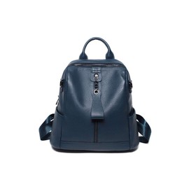 BagDesign Women's Genuine Leather Large Travel School Backpack -NAVY
