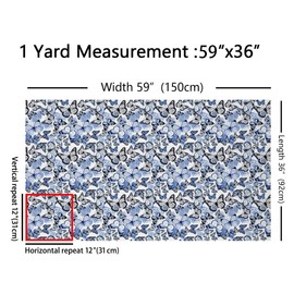 Tela de tapicería de mariposa azul de 2 yardas con estampado de mariposas para sillas, tela de mariposa de The Yard color blanco, tela decorativa impermeable para exteriores, para sillas, sofá, sofá