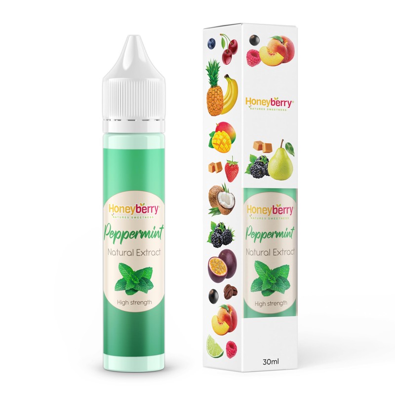 HONEYBERRY Natural Peppermint Extract 30ml – Professional-Grade Highly Concentrated Flavouring