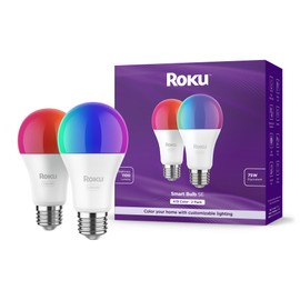Roku Smart Light Bulbs (Color, 2-Pack) - Dimmable A19 Color Lightbulbs with Adjustable Brightness & Temperature - WiFi Smart Bulbs Works Voice, Alexa & Google Assistant - Smart Home Products