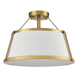 DANSEER Drum Ceiling Light Semi Flush Mount Gold Finish Dimmable LED for Bedroom Hallway Living Room Entry