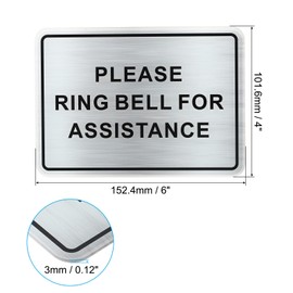 PATIKIL Please Ring Bell For Assistance Sign, 6"Lx4"W Self-Adhesive Warning Sign for Business Home Door Wall Window Office Entrance, Brushed Silver