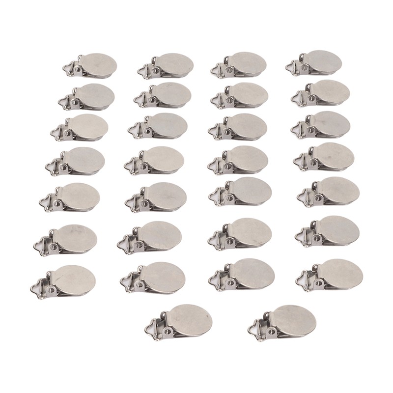 30pcs Metal Round Pacifier Clips for Toddler Rust Prevention Electroplated