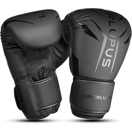 Liberlupus Boxing Gloves for Men & Women (10 12 14 16oz） - Size: 14oz, colour: Black