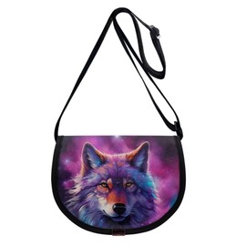 HELLHERO Galaxy Wolf Small Crossbody Purse for Girls Boys Age 6-8 10-12 12-14 Kids Pocketbook Shoulder Messenger Bag Travel Sling Wallets Handbag Holiday Airplan Workout