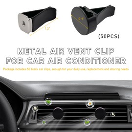 Ohleats 50 PCS Car Metal Air Vent Clips, Auto Perfume Air Outlet Clips Replacement, Air Freshener Clips with Plastic Slot Suitable for Most Vehicle, Universal Car Accessories
