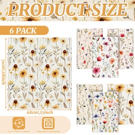 HunnmingRe 6 Pcs Flour Sack Kitchen Towels Spring Cotton Hand Kitchen Towels Set Large 28 x 27 Inch Reusable Tea Towel Dishcloths Home Decoration Housewarming Gift(Vintage Wildflower)