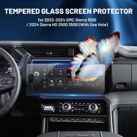 FIILINES Screen Protector for 2022-2025 GMC Sierra 1500/2024-2025 Sierra 2500HD 3500HD, 13.4 inch Touchscreen 9H Tempered Glass Screen Protector Anti-Glare Shatterproof 2 Pack (With One Hole)