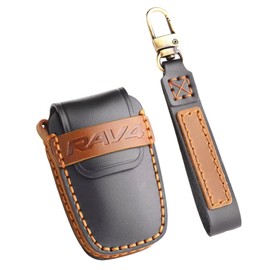 LEXLEY New Key Case for Toyota RAV4 XA50 Series Genuine Leather Key Cover Key Holder Smart Key Case with RAV4 Logo Scratch Resistant Custom Key Case (Black)