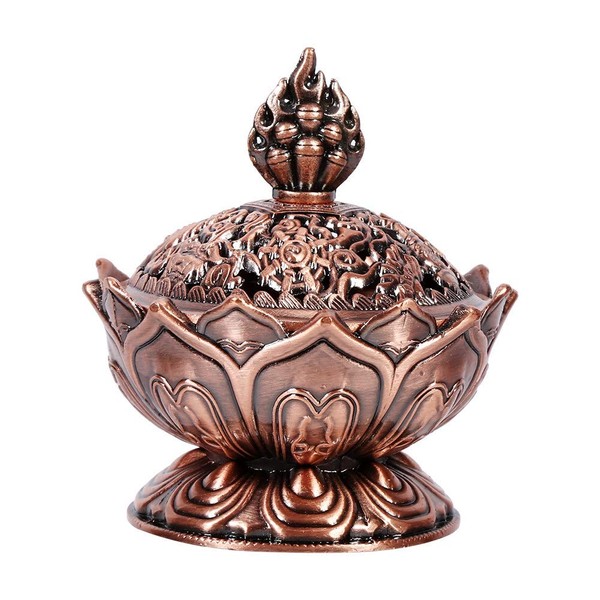 Maxmartt Incense Cone Holder Zinc Alloy Lotus Shape Charcoal Backflow