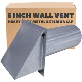 5 Inch Wall Vent Cap - Galvanized Steel - Screen Only - Heavy Duty Hooded Metal Caps - Fresh Air Intake Vent for Side Walls by Vent Works