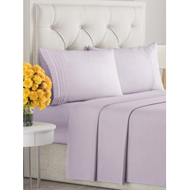 Queen Size 4 Piece Sheet Set - Extra Soft, Breathable And Cooling Sheets - Hotel Luxury Durable Bed Sheets for Women & Men - Deep Pockets, Easy-Fit & Wrinkle-Free Sheets - Light Lilac Oeko-Tex Sheets