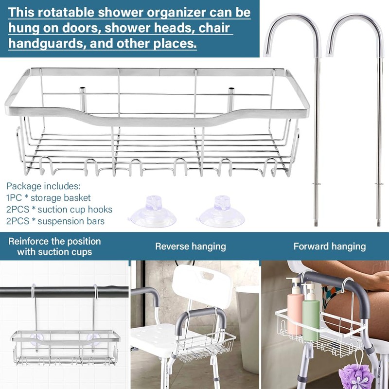Velarionna Shower Caddy Hanging, Stainless Steel Showers Organizer Rack with