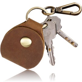 Libra Key Chain, AirTag edy Coin, IC Chip, Genuine Leather, Case, 2 Types, 06 Button Closure (Brown)
