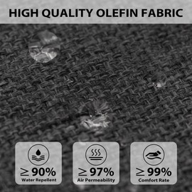 Sundale Outdoor Olefin Deep Seat Cushion, Patio Chair Cushion and Pillow, Water-Resistant Sectional Sofa Pad with Straps Dark Gray, 23 x 26 x 6 Inches