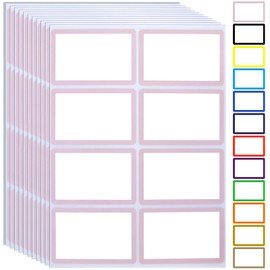 Name Tag Stickers,15 Colors Available,200pcs Pink Name Tag Labels,3.5" x 2.25" Name Badges Name Tags Label for School,Party,Training,Clothing(Rose pink)