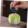 Gatuida Chinese Cabbage Shaped Ceramic Tea Canister with Lid Elegant