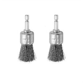 ROZZLOOM Abrasive Wire Pen Brush Set for Drill - 1/4 Inch Hex Shank 1 Inch Wire Pen Brush - Stainless Steel Crimped Carbon Steel Brush for Rust,Cleaning,Deburring,Removing Paint-2pcs