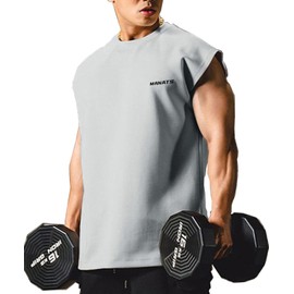 maytopia Men's Sleeveless Shirt Quick Dry Workout Shirt Gym Muscle Athletic Beach Tank Top (X-Large, Grey)