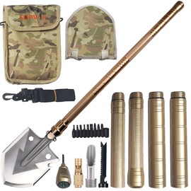 Folding Shovel and Camping Multitool - Kopwin Survival Shovel Heavy Duty Blade. Portable and Lightweight Camp Shovel and Entrenching Tool for Hiking, Snow, Backpacking, and Car Safety.