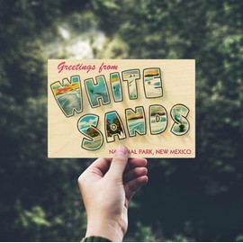 Greetings from White Sands National Park, New Mexico (4x6 Birch Wood Postcards, 2-Pack Stationary, Rustic Home Wall Decor)