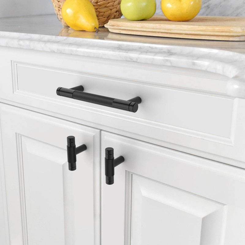 Amerdeco Pack of 10 T-Bar Furniture Knobs Black Cabinet Knobs