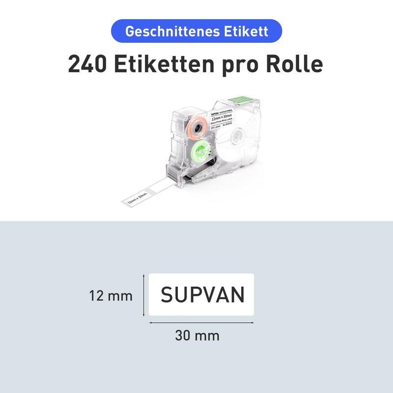 SUPVAN 240 Labels/Roll Black on White Label Tape Thermal Multipurpose