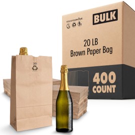 Stock Your Home 20 Lb Big Brown Paper Bags (400 Count) - Bulk Disposable Liquor Bottle Sacks, Extra Large Size Blank Bag, Good for Big Lunch, Grocery Food Shopping, and Arts & Crafts Projects