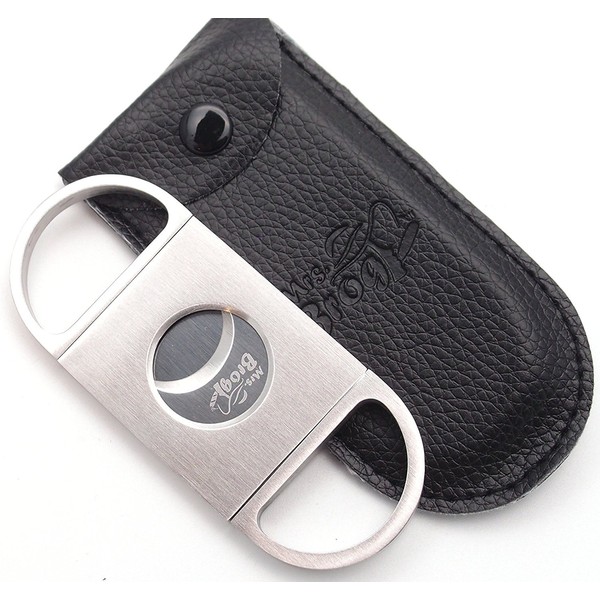 Mrs. Brog® Stainless Steel Cigar Cutter with Back Protector - Round Ends - Guillotine Double Blade for a Precise Perfect Cut
