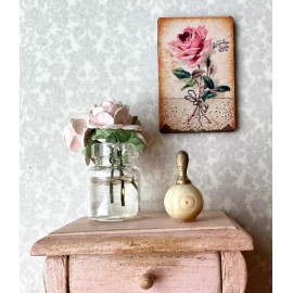 The Happy Little Home Miniature Dollhouse French sign boudoir bedroom 1:12 Single Rose ornate LACE