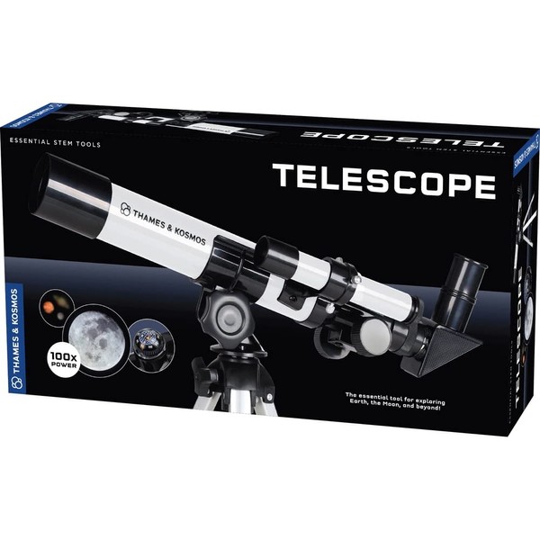 The Thames & Kosmos Telescope Essential STEM Tool | Childrens Refractor Telescope with 100x Magnification & Built-in Compass | Classic Scientific Device for Astronomical & Terrestrial Observations