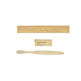 Sustayne Toothbrush & Toothpaste Packet Set, Bamboo, 10 ct
