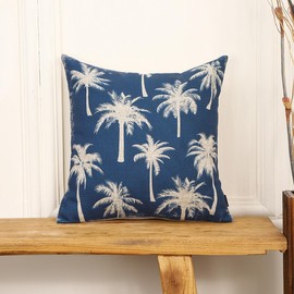 TRENDIN Palm Tree Pillow Covers 18x18 Inch, Vintage Decoration Tropical Cushion Cover Square Pillowcase for Sofa Couch Cotton Linen PL641TR