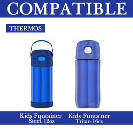 Linkidea Water Bottle Sleeve Compatible with Thermos FUNTAINER Tritan 16oz, Steel 12oz, Kids Bottle Holder Bag with Name Tag, Navy Blue