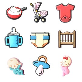 NTCL Pack of 18 Decorative Shoes Cartoon Charms for Children PVC Decoration Clog Charms Pendant Ornaments Shoe Decoration Shoe Badge, Soft rubber PVC