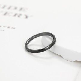 TRUMIUM 2mm Black Tungsten Rings for Men Women Wedding Engagement Band Brushed Comfort Fit Size 6