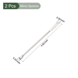 YOKIVE 2pcs Micro Spoon Scoop Double Head Sample Lab Silvertone Stainless Steel