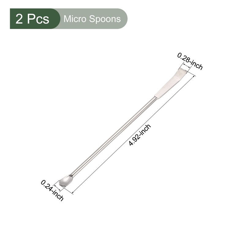 YOKIVE 2pcs Micro Spoon Scoop Double Head Sample Lab Silvertone