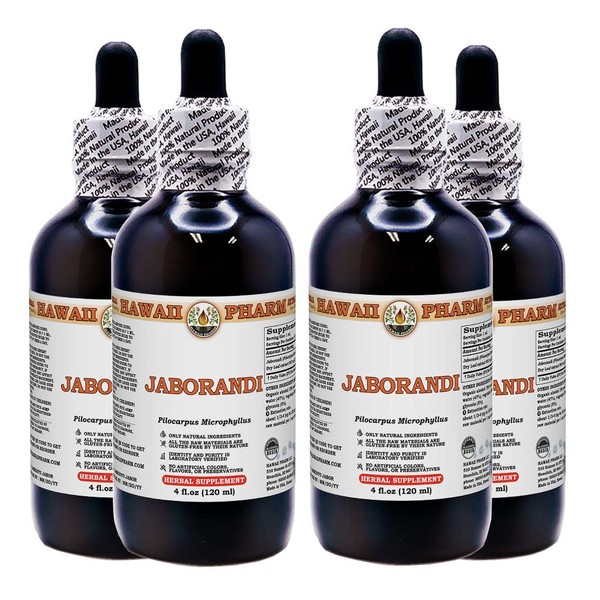 Hawaii Pharm LLC Jaborandi (Pilocarpus Jaborandi) Tincture Dried Leaf Liquid Extract, Jaborandi, Herbal Supplement 4x4 oz