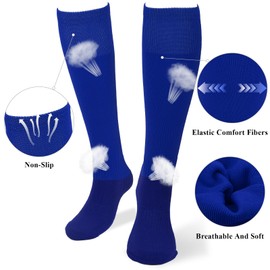 Oblihumoy Blue Baseball Socks and Belt Combo Set Softball Football Socks and Elastic Waist Belt for Youth Adult