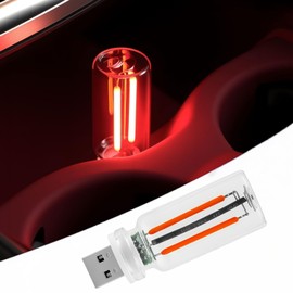 LED Car Interior Light, Touch Control USB Night Lamp, Retro Style Ambient Lighting for Auto, Bedroom, Desk (Red Light)