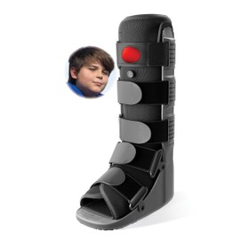 Braceapedia Kids Rapid Recover Tall Walking Boot, Medical Grade Foot Brace, Ankle Boot & Brace, Adjustable Air Pump, Post Op Shoe, Foot Boot for Injured Foot, Extra Small, Size 1.5-2.5 Youth, Black