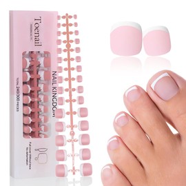 Fake Toe Nail Tips Press on, White French Tips Toenail Press Ons Square Pre-applied Tip Primer & Base Coat, Full Cover Matte False Nails for DIY x 15 Sizes 240 Pcs